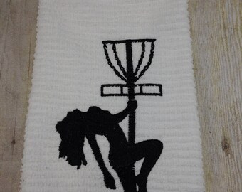 Personalized Disc golfer gift /Disc Golf Towel / Embroidered Disc gift / Useful funny stripper gift for the Disc Golfer / Frisbee golf