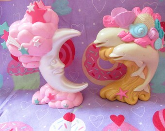 20% OFF! Vintage Set of 90s Sky Dancer Moon and Dolphin Base