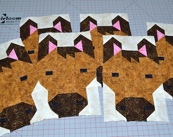 Horse Quilt BLOCK Pattern, PDF, Instant Download, modern patchwork, farm animal, cute, pony