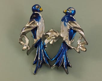 Vintage 2 birds on a branch brooch