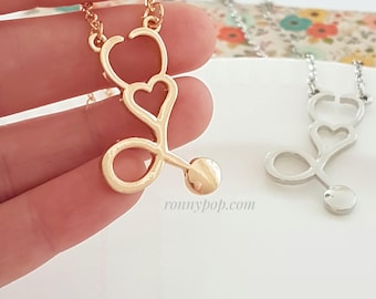 Stethoscope Necklace - Heart Necklace - Heartbeat Necklace - Nurse Necklace - Nurse Gift - Doctor Necklace - Doctor Jewelry - Doctor Gift