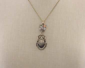 Vintage Inspired Necklace - Scarab Necklace - Egyptian Jewelry - Vintage Brass jewelry - handmade jewelry