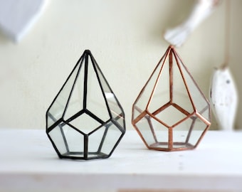 Geometric Terrarium, A Teardrop Shaped Glass Terrarium, Use As a Planter, Ring Box or Jewelry Box