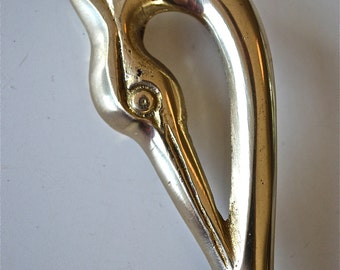 An elegant Arts & Crafts style brass heron coat hook coathook AL76