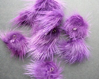 2 balls of fur purple rondelle with eye ± 25mm