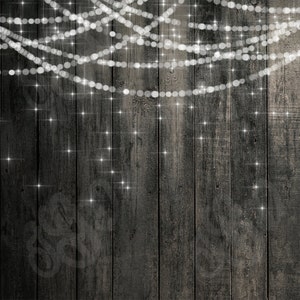 Bokeh String Lights Rustic Wood & Chalkboard Digital Photography Backdrop - Bunting lights wood chalkboard pattern digital papers 12 x 12