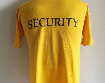 Vintage Men's 80's Yellow, Security, T Shirt, Short Sleeve (XL)