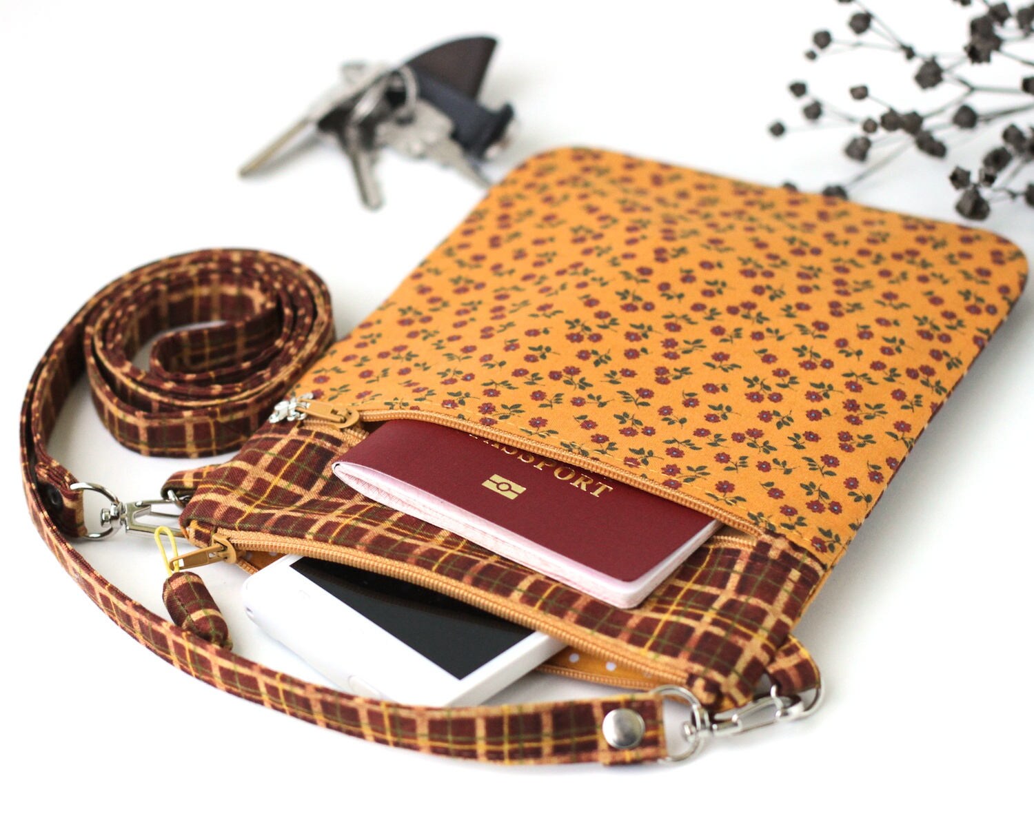 Small travel purse sling bag crossbody purse travel document