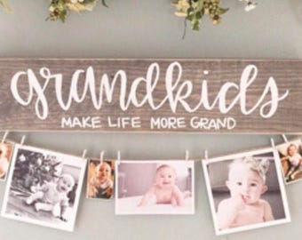 Grandkids Make Life More Grand, wood wall decor, grandkids sign, wooden sign, grandparents sign, hanging wood sign