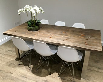 U Shaped Stainless Steel Legs Dining Table
