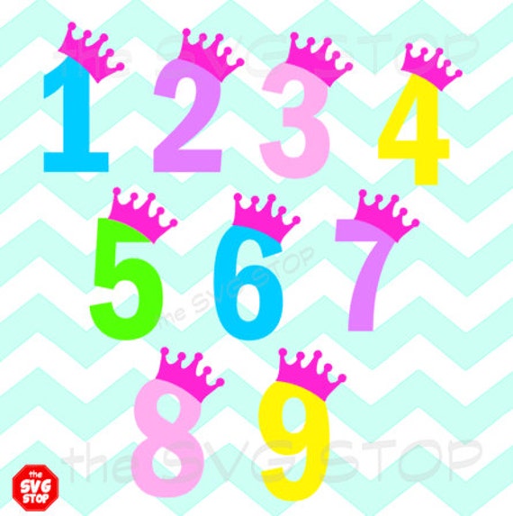 Download Birthday Princess Numbers SVG and studio files for Cricut