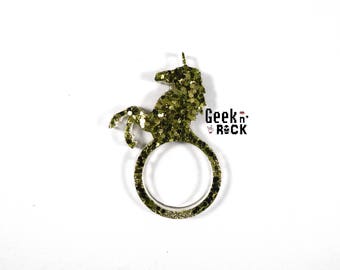 Unicorn resin ring glitter Unicorn glitter resin ring