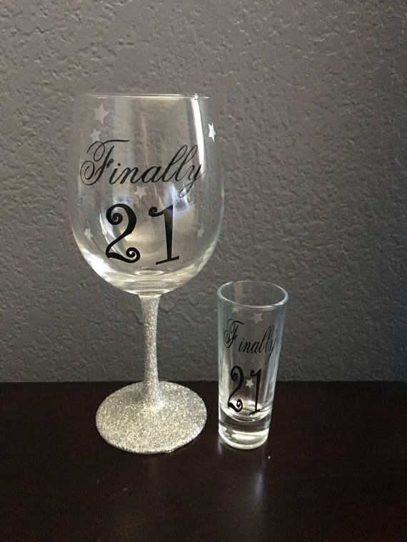 21st Birthday Wine Glass Finally 21 Wine Glass Personalized