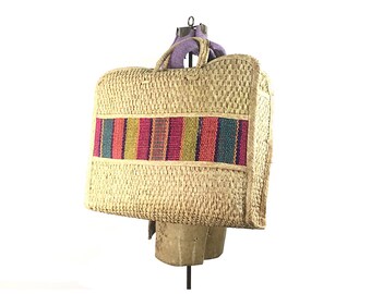Straw purse, straw bag, tote bag, straw tote large 70s big beach 1970s boho bohemian hippie stripe woven vintage wicker raffia woven