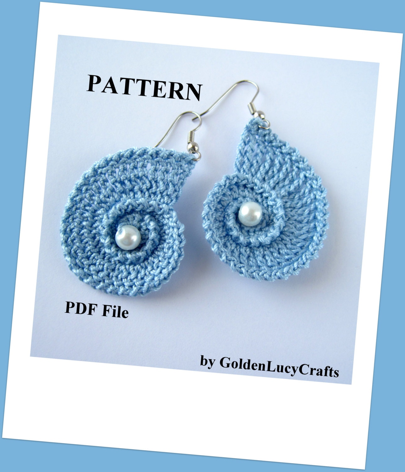 PATTERN Crochet Sea Shell Earrings Summer Beach Wedding