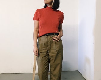 vintage 90s burnt orange mockneck shirt // medium