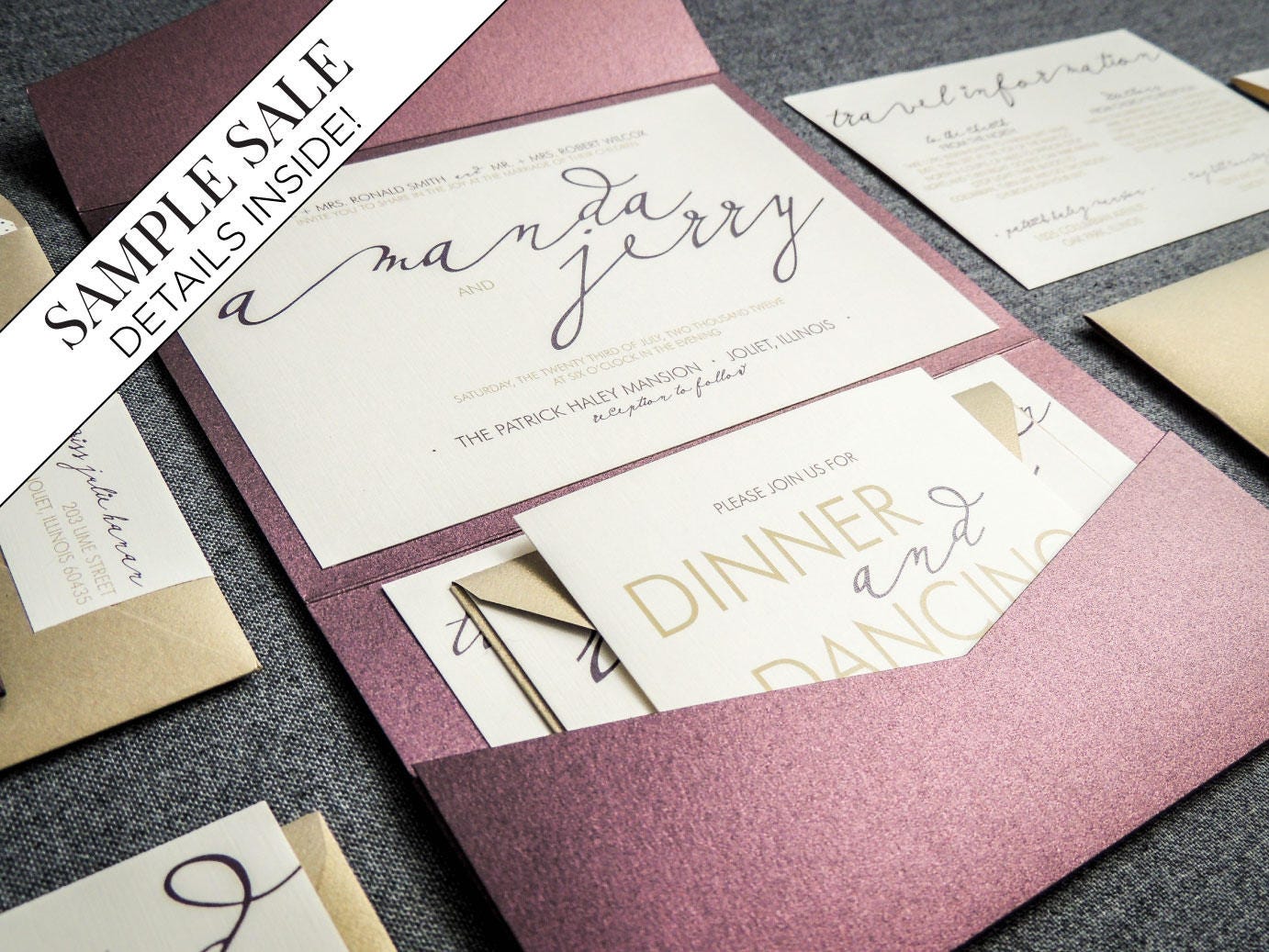 Modern Calligraphy Wedding Invitations Purple Invitation Eggplant And Gold Pocket Invite Modern Calligraphy Wedding Invitations Purple Invitation Eggplant And Gold Pocket Invite