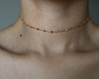 Avenue 16K Gold Plated Choker - Gold Necklace - Gold Chain Choker - Gold Chain Necklace - Gold Choker