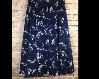 Vintage 70’s Retro Blue PLEAT pleated Skirt Swiss Made Polyester Fabric with Belt to Cinch