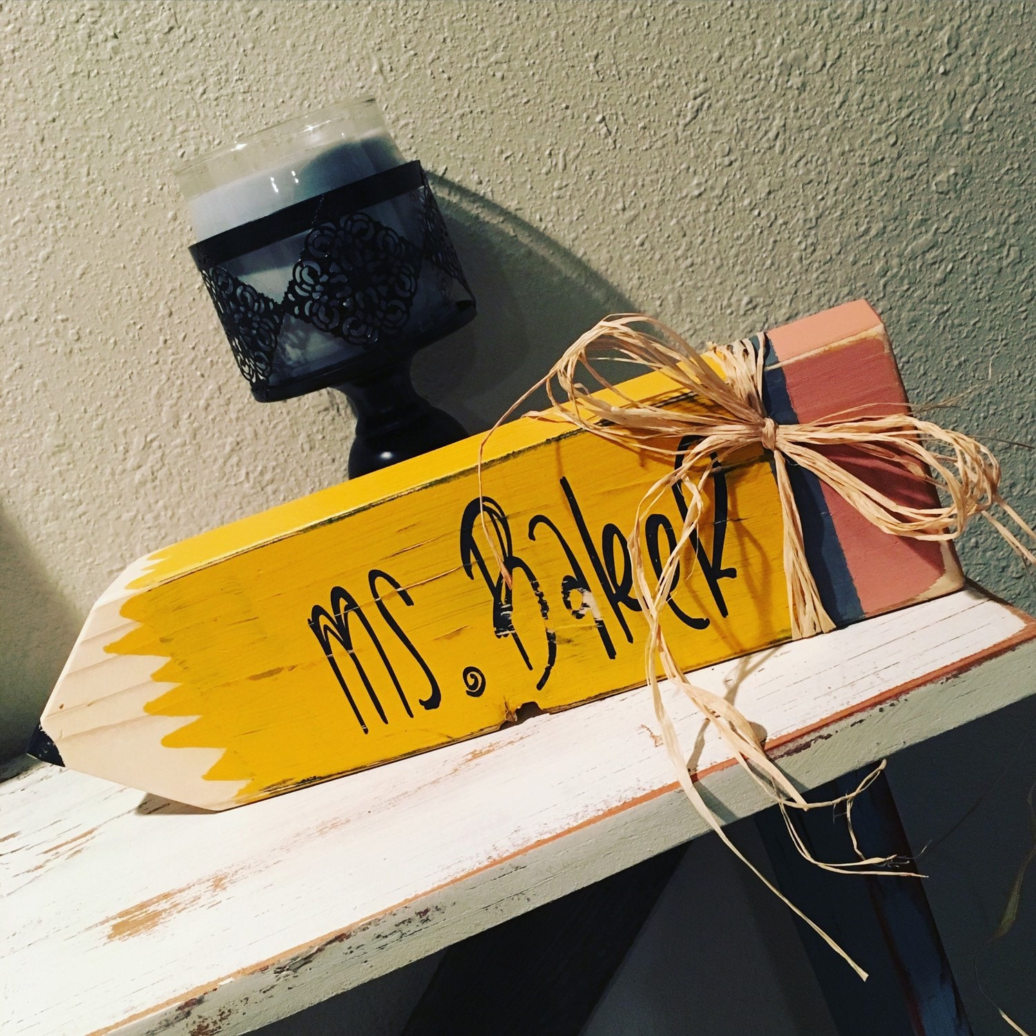 Custom Wood Sign Teacher Name Plaque Pencil 4x14 Custom one