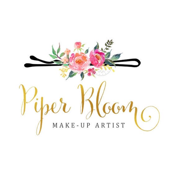 Premade Logo Hair Pin Hair Stylist Floral Gold Makeup Artist