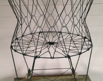 Vintage Metal Wire Laundry Basket, Collapsible Laundry Room Hamper - Allied Prod Co, Benicia, Calif