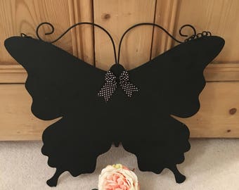 Large Black Metal Hanging Butterfly Plaque