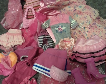 BIG Lot of pink Barbie clothes and accessories, shoes, purses, skirts, gowns