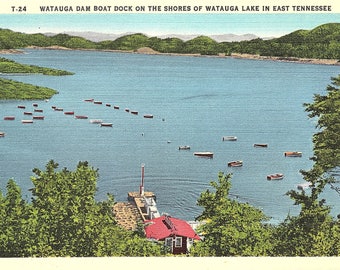 Watauga Lake, Tennessee, Watauga Dam, Boat Dam - Vintage Postcard - Postcard - Unused (WW)