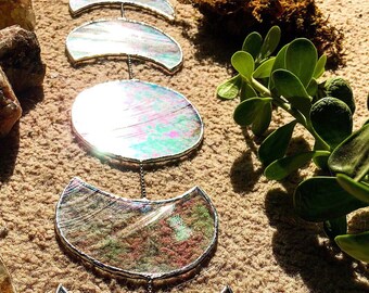 Glass moon phase suncatcher cosmic mobile