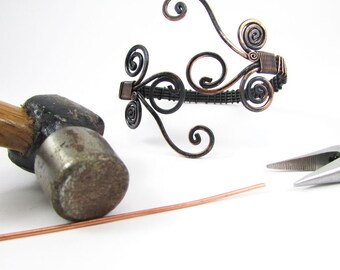 Handmade Copper wire wrapped cuff bracelet
