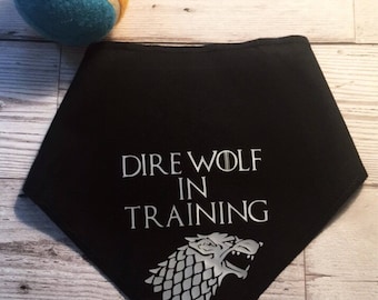Game of Thrones, GOT, Dire Wolf, Bandana, Pet Bandana, Dog Collar, Dog Collars, Dog Scarf, Dog Bandanas, Dog Clothes, Scarf For Dog