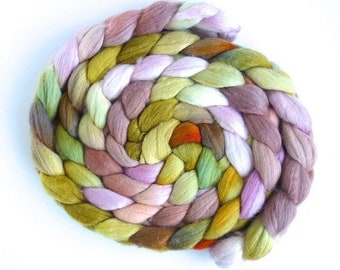 Merino/ Silk Roving - Handpainted Spinning or Felting Fiber, Lotus in the Mist