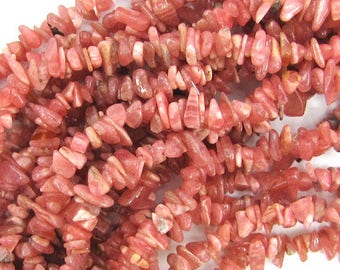 4-6mm pink rhodochrosite chip nugget beads 15.5" strand 30083