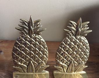 Vintage Brass Pineapple Bookends
