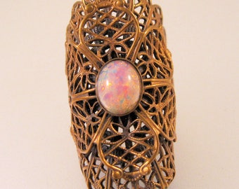 Dragon's Breath Brass Filigree Ring Adjustable Statement Ring Vintage Ring Vintage Jewelry