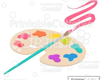 Artist Palette and Paintbrush SVG Cut File & Clipart E176 - Includes Limited Commercial Use!