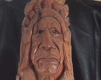 American Indian bark carving sculpture. Woodcarving, Indian, American Indian, Hand-carved, Cotton wood bark carving