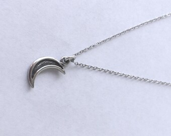 Crescent Moon Charm Necklace in Sterling Silver, Moon Jewelry, Sun and Moon Jewelry