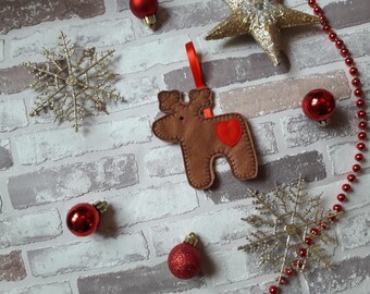 Gingerbread reindeer , felt gingerbread Christmas tree decoration