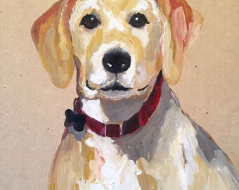 Rhodie, custom pet portrait, acrylic on wood
