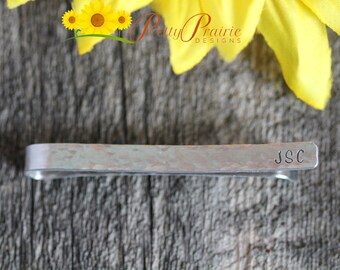 Hand Stamped Tie Bar - Men's Wedding Party Gift - Custom Tie Accessories - Groomsman Tie Clip Present - Hand Made Personalized Tie Bar Clip