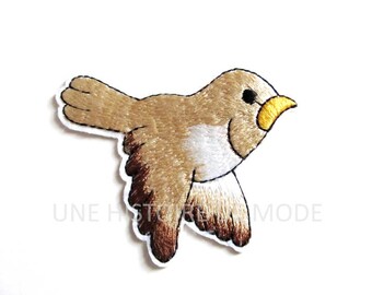 Coat, fusible patch embroidered bird to sew or iron 71 x 55 mm - bird - patch - patch garment - fusible pattern
