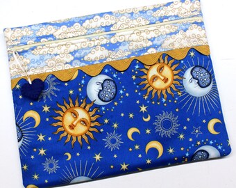 Moon and Stars Cross Stitch Embroidery Project Bag