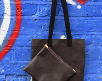 BOS Vegan Leather Tote with Pouch