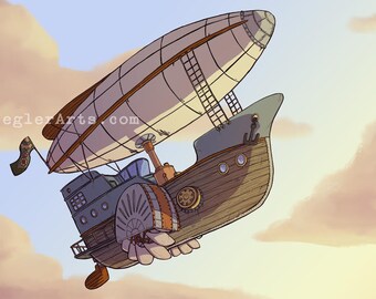 Steampunk Airship Print