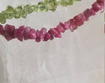 Pink tourmaline and peridot strand