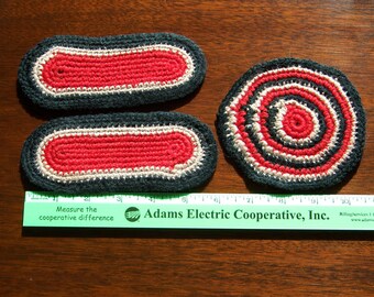 Set of 3 Handmade Crocheted Dollhouse Rugs--Round and 2 Oval FREE SHIPPING