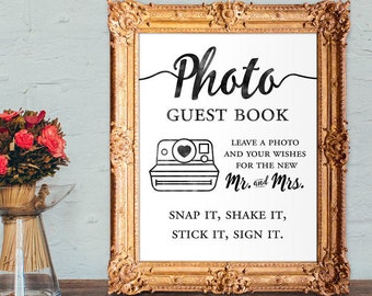photo guest book - leave a photo and your wishes for the new mr and mrs - wedding guest book - 8x10 - 5x7 PRINTABLE