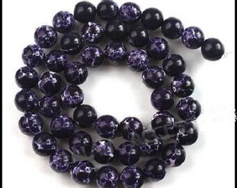 Purple, 20 beads natural 8mm dyed Jasper
